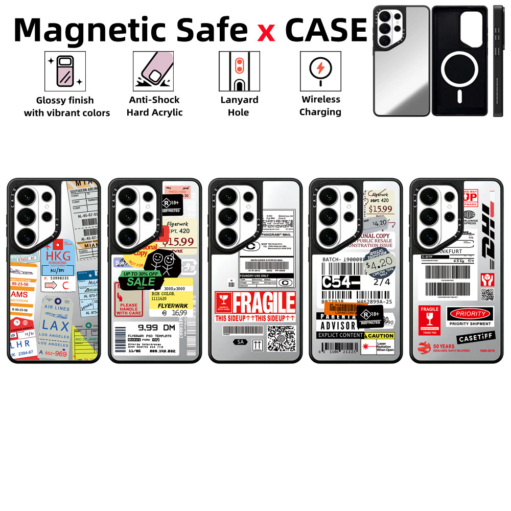 Suitable for Samsung Galaxy S26 S25 S24 S23 S22 Ultra Plus เคสโทรศัพท์Fagile รายการเตือนCASE กระจกแม่เหล็กปลอดภัยปลอกกันกระแทกความต้านทานฝาครอบป้องกัน