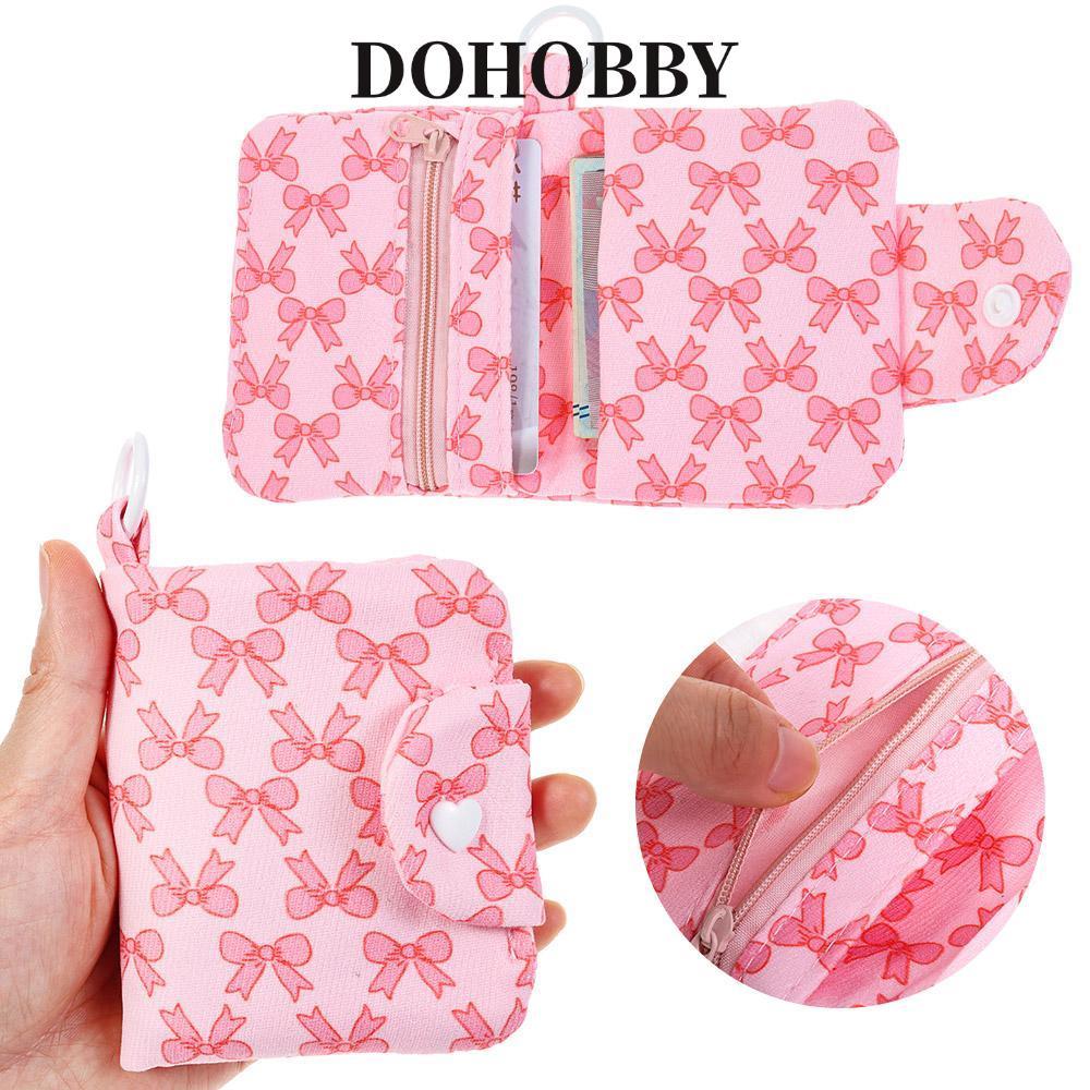 DOHOBBY Bowknot Printing Wallet, Linen Bowknot Printing Storage Bag, Card Bag