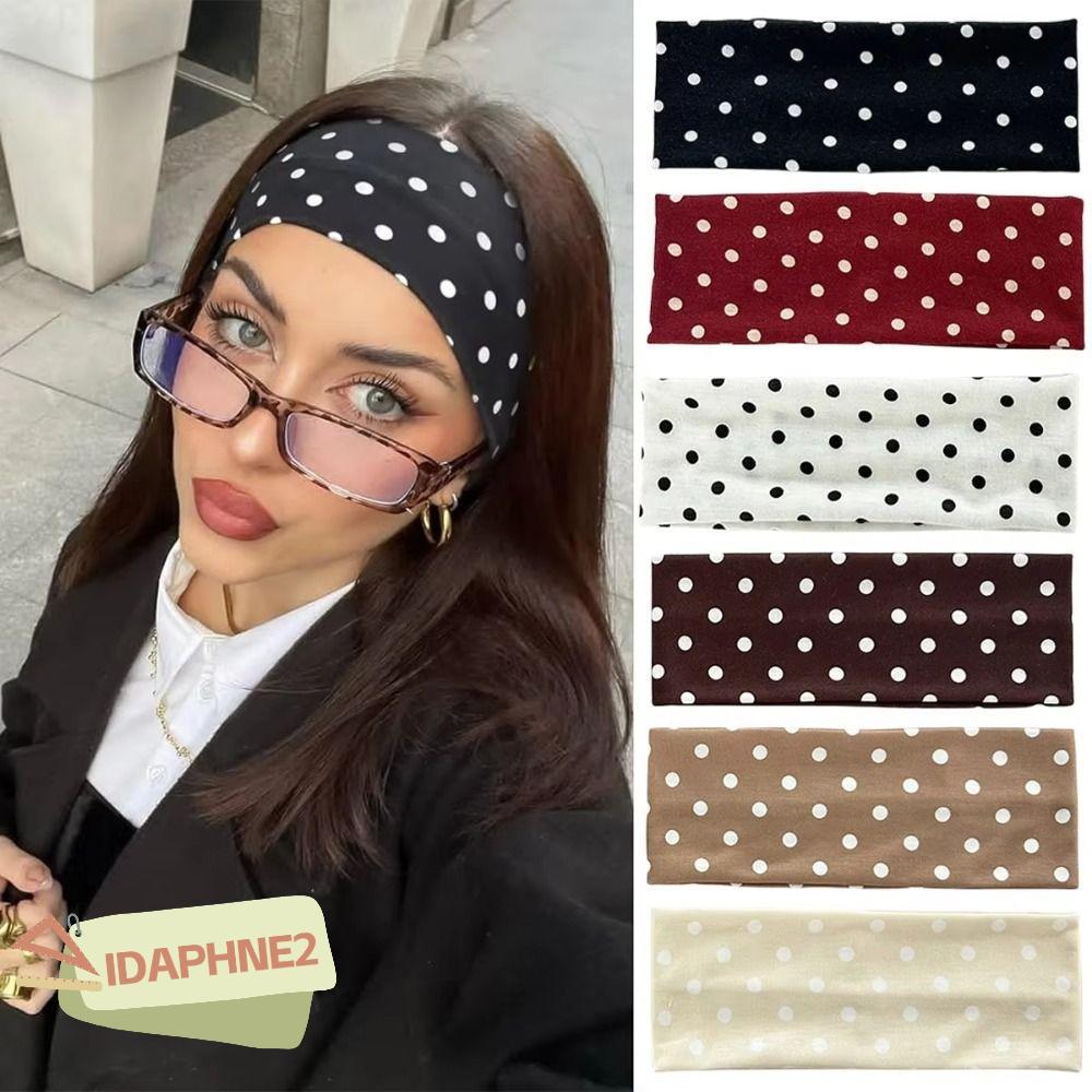 IDAPHNE2 ที่คาดผมแต่งหน้า, เครื่องประดับผม ที่คาดผมโยคะลายจุด, ที่คาดผมแบบสปอร์ตดูดซับเหงื่อแบบยืดหยุ่น