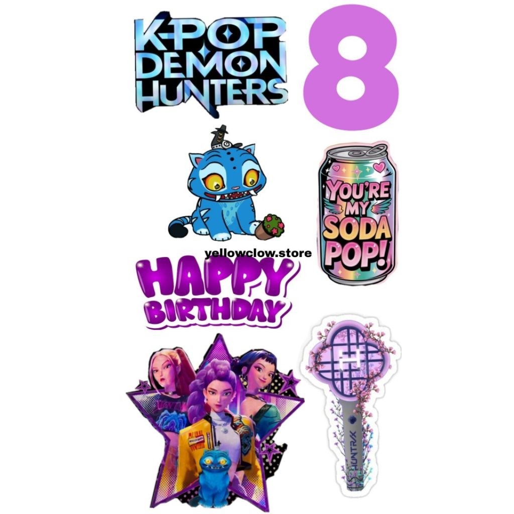 ที่กําหนดเองเค้ก Topper ชื่อ Kpop Demon Hunter/เค้กวันเกิด Topper Kpop Demon Hunter Theme