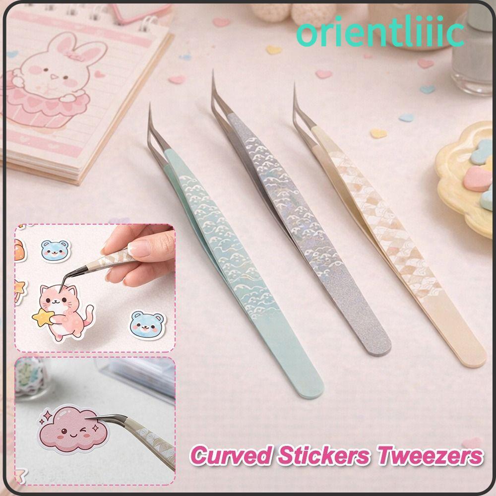 ORIEN แหนบดัดขนตาสแตนเลสกันไฟฟ้าสถิต ลายการ์ตูน ความแม่นยำสูง สำหรับต่อขนตาปลอม เครื่องมือแต่งหน้าอเนกประสงค์