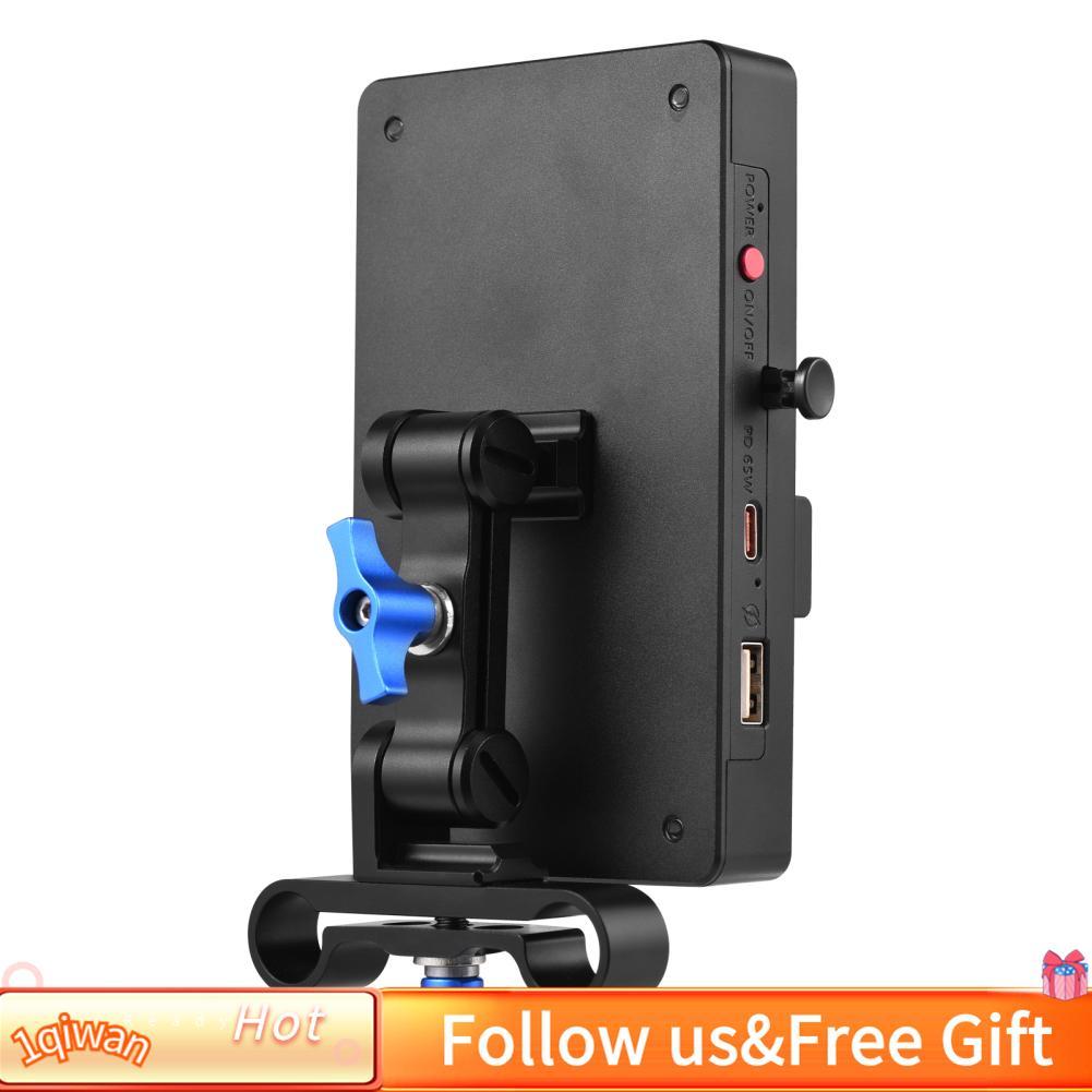 1qiwan-th V Mount แผ่นล็อคอะแดปเตอร์ 65W PD Fast ชาร์จ 15mm Rod CLAMP ปรับแขน 8 V/12 V/15 V DC เอาต์