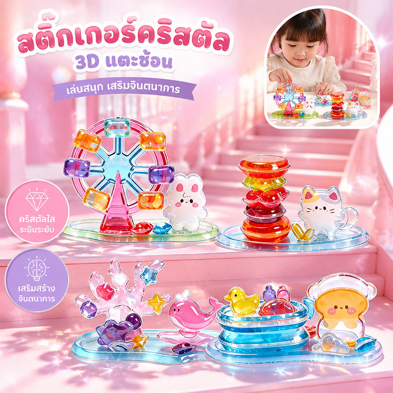 สติ๊กเกอร์ 3d DIY น่ารัก 3D สติกเกอร์คริสตัล ตกแต่งคริสตัล สติ๊กเกอร์ น่ารัก 8 สไตล์ สติกเกอร์