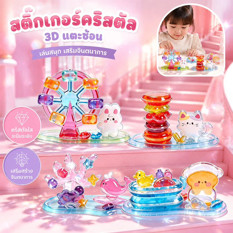 สติ๊กเกอร์ 3d DIY น่ารัก 3D สติกเกอร์คริสตัล ตกแต่งคริสตัล สติ๊กเกอร์ น่ารัก 8 สไตล์ สติกเกอร์