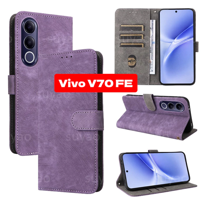 สําหรับVivo V70FE V70 FE 2026 เคสโทรศัพท์พลิกซิปหนังLuxury LanyardปลอกVivoV70FE VivoV70 Lite V60 V50 กระเป๋าสตางค์ช่องใส่การ์ดกันกระแทกปลอดภัยขาตั้งผู้ถือแฟชั่นปกหลัง