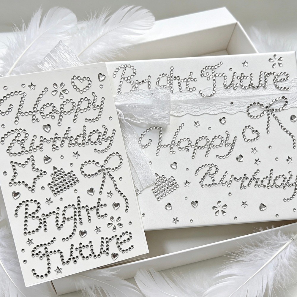 Ins Silver Stereo Rhinestone Birthday Chain Star Card Packing Gift Stereo Decorative Parity