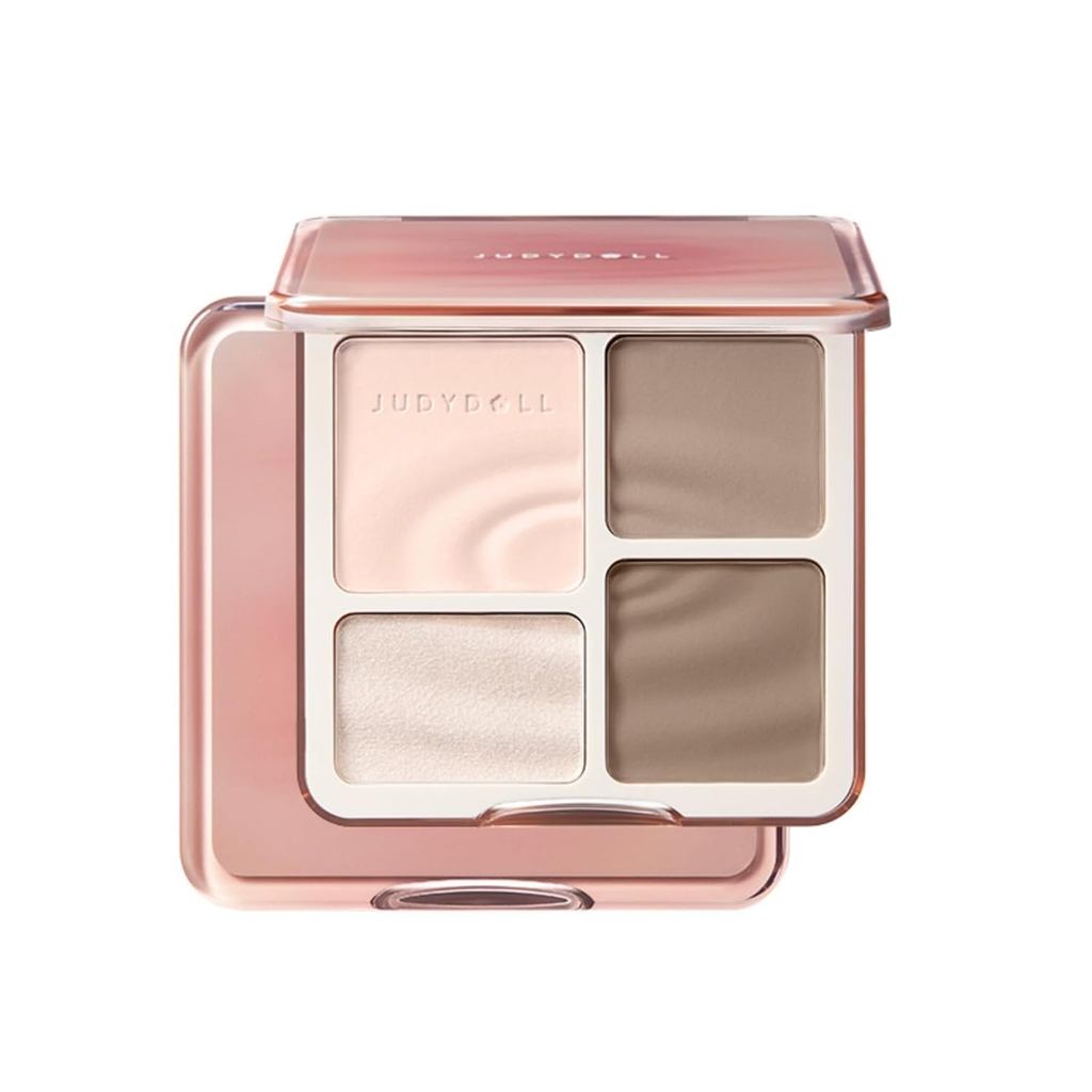JUDYDOLL Highlight & Contour Palette, All-in-One Matte Highlighter Contour Compact, Brightening Fini