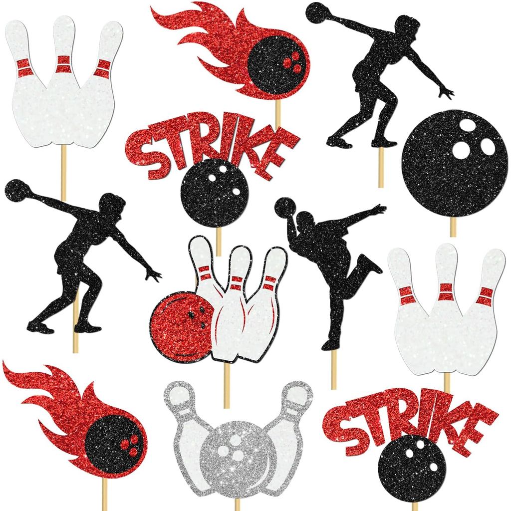 Bowling Party Centerpiece Sticks Glitter Bowling Strike Up ตกแต่งวันเกิด 16PCS Bowling Ball ตาราง To