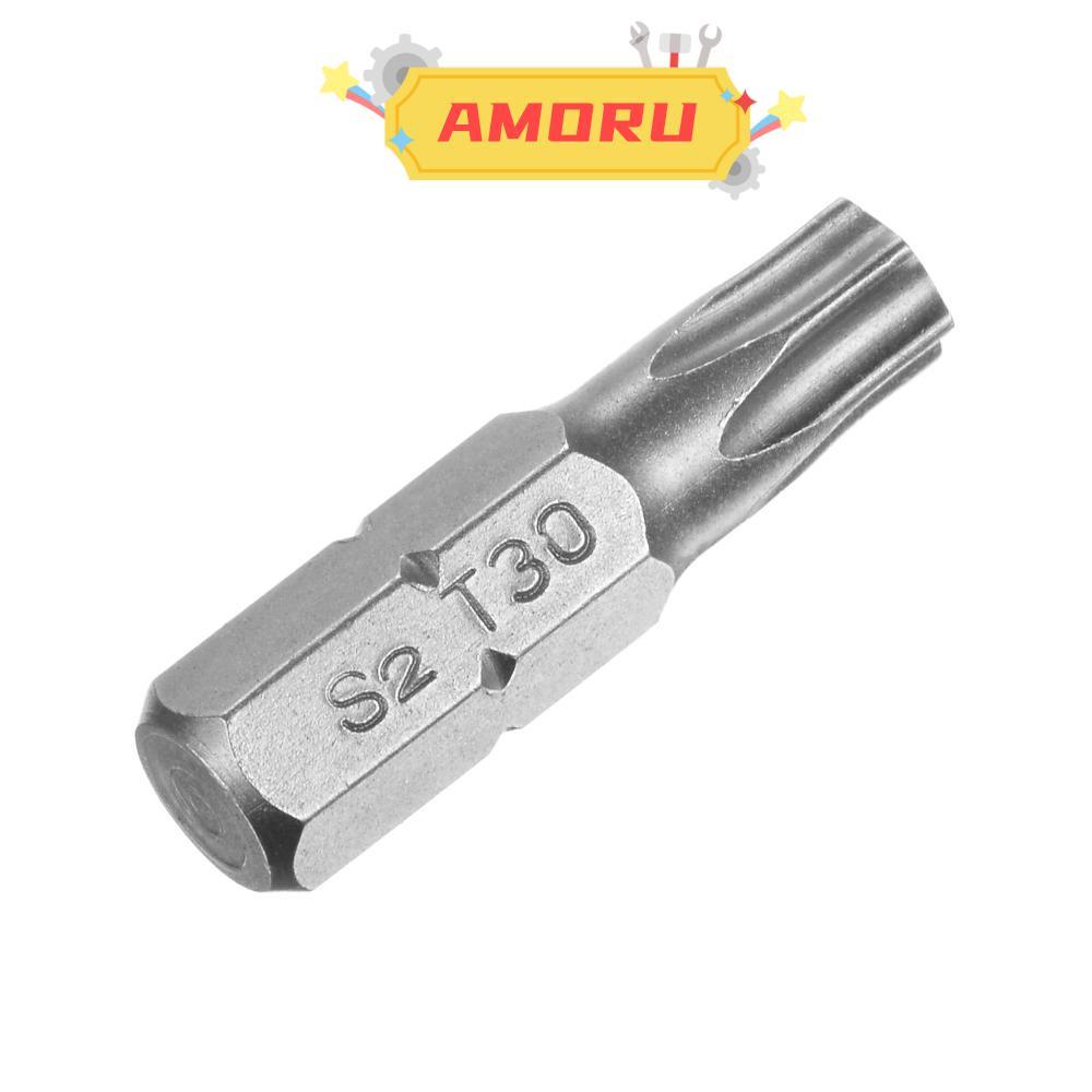 AMOR12U7 1 PC Torx Bits, T6-T40 ความยาว 25 มม.สกรู Driver Bit, 1/4 นิ้ว Hex Shank S2 โลหะผสมเหล็ก 6 