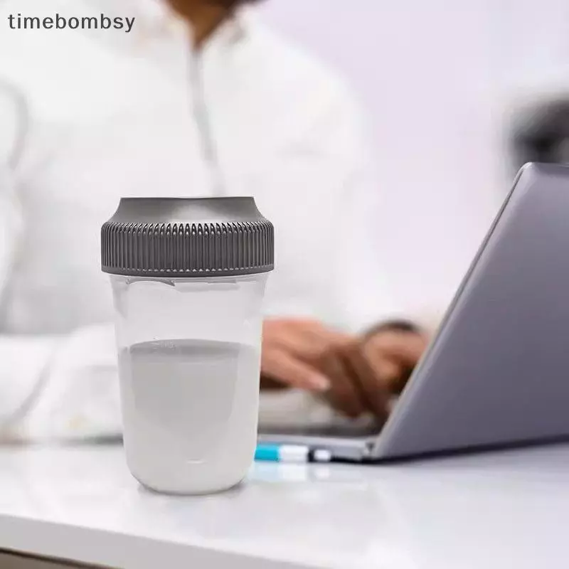 (time) 400 ML Fitness Shaker Cup สําหรับผู้ชายและผู้หญิงกีฬาโปรตีนผง Milkshake ถ้วยผสมสุขภาพและความงาม Home Goods (TH)