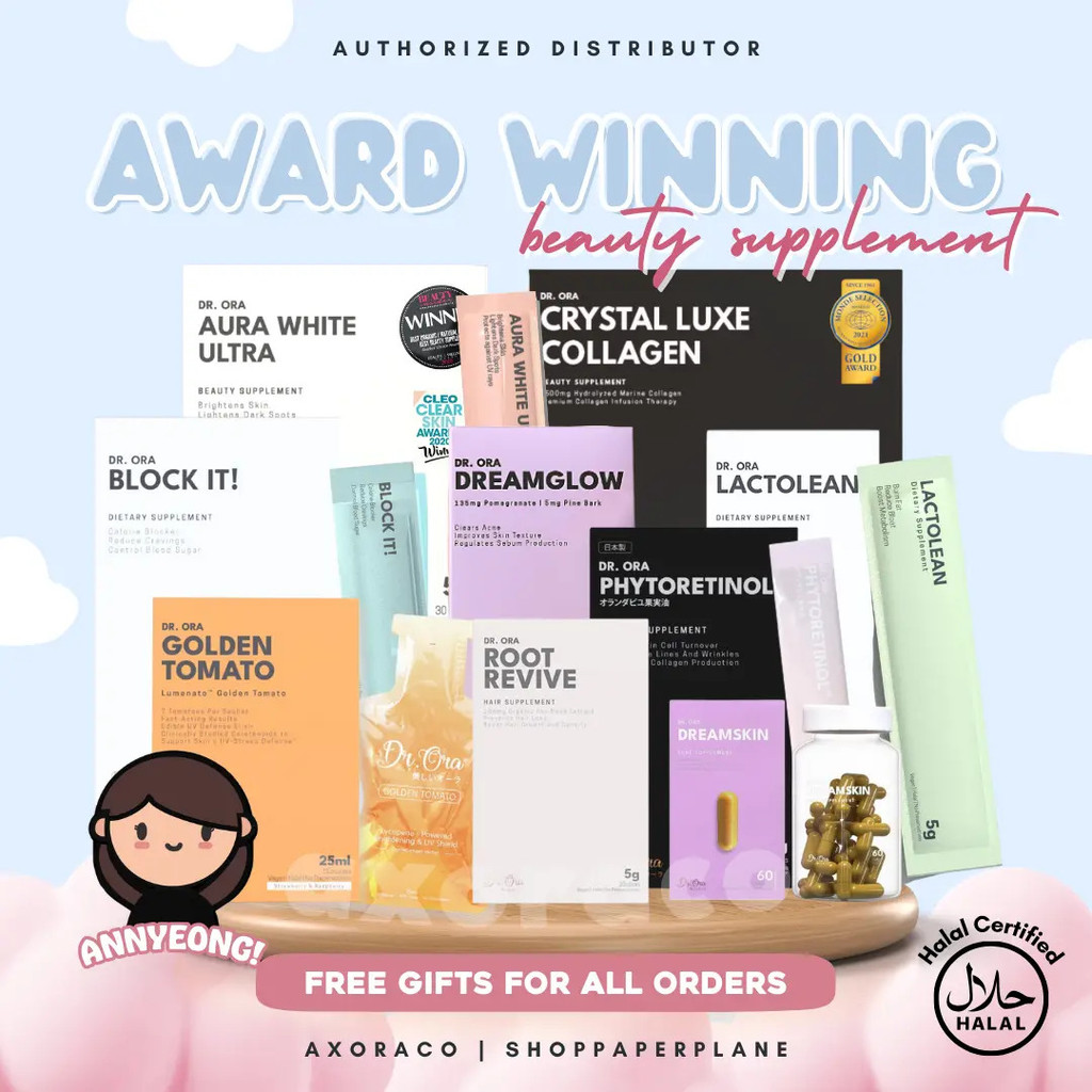 [Dr Ora] Aura White Ultra | Crystal Luxe Collagen | Golden Tomato | Dreamglow Dreamskin Acne Supplem