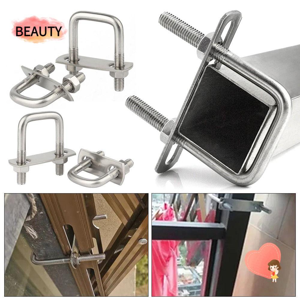 BEAUTY 2 ชุดท่อ U-Clamp, มุมขวาสกรู U-bolt แคลมป์สี่เหลี่ยม, เหล็กพร้อม Baffle M6 Squa Bolt