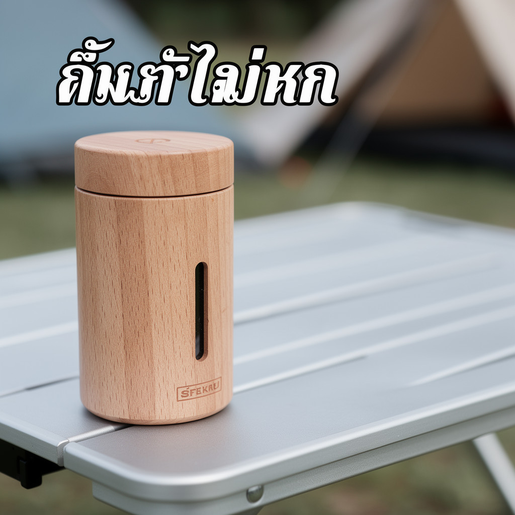 ที่เขี่ยบุหรีพกพา ทรงกระบอก ลายไม้ ฝาปิดสนิท ลดกลิ่น รูปที่ 4