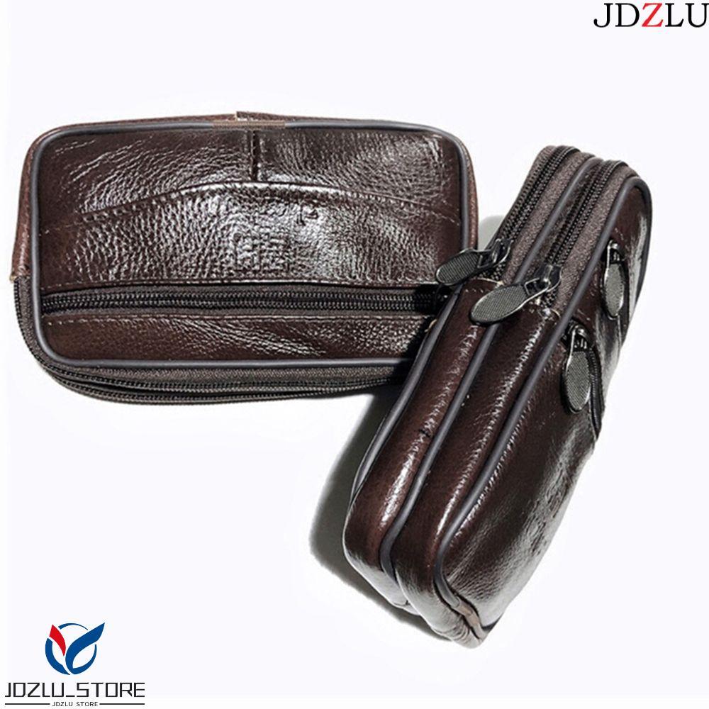 JDZLU ผู้ชายเอว Pack Mini Outdoor Purse Bum Hip กระเป๋าหนังแท้ Multi-function Cow Leather Travel Cash Card Holder เหรียญเอวกระเป๋า