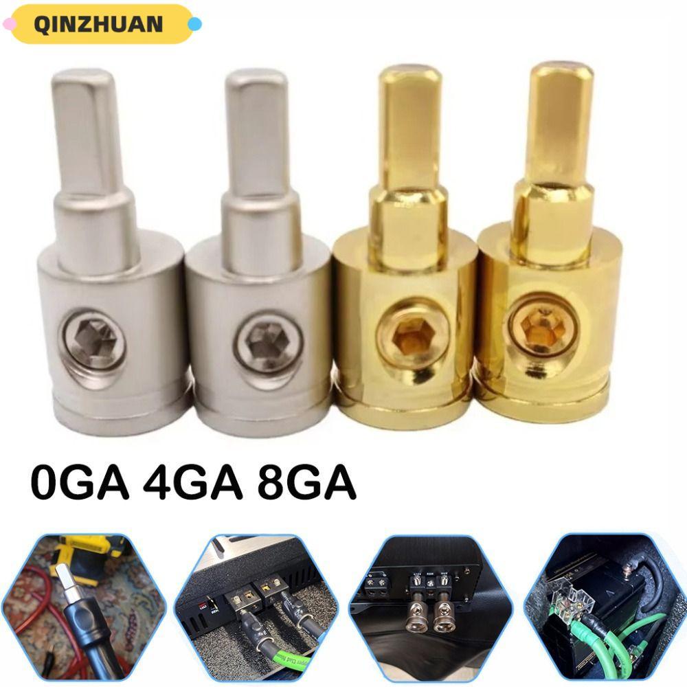 QINZHUAN ขั้วต่อเครื่องเสียงรถยนต์, 0GA 4GA 8GA Gold Silver Car Speaker Wire Terminal, อะแดปเตอร์อิน