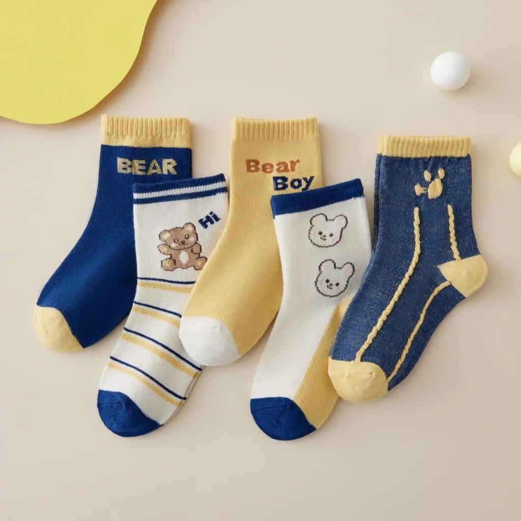 Dolemi Baby ถุงเท้าเด็ก 3-9ขวบ ฟรีไซต์  แพค5คู่ ผ้าฝ้ายแท้ ผ้านิ่ม เด็กหญิง เด็กชาย ยืดได้เยอะ ราคา ถูกที่สุด ดีลบีเคเค แกลเลอรีภาพที่ 2