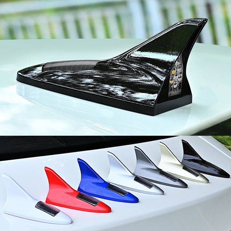 Car Solar Strobe Light Shark Fin Antenna Anti-Collision Roof Light WHKo