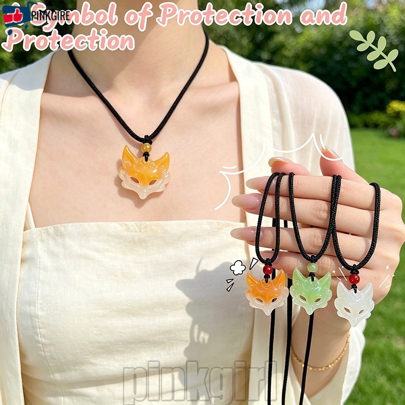 [Rdy Stk] สร้อยคอพระเครื่องหน้ากากจิ้งจอกโปร่งแสง 5-2 ชิ้น - สร้อยคอคู่ - เครื่องประดับแฟชั่น - ทอจี