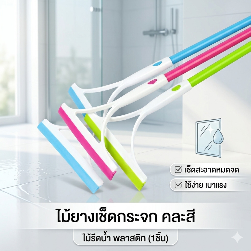 ไม้ยางเช็ดกระจก คละสี ไม้รีดน้ำ พลาสติก (1ชิ้น) (DBY056)