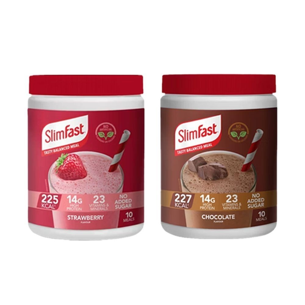 [เวอร์ชั่นใหม่] UK SlimFast Meal Replacement Milkshake Powder Light Food Full Belly รสสตรอเบอร์รี่รส