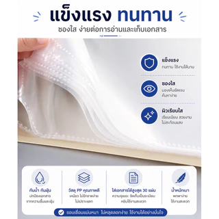 SKY แฟ้มโชว์เอกสาร A3 30 แผ่น แฟ้มใสแบบสอด ซองใสเอกสาร แฟ้มเอกสาร PP กันน้ำ File Display Book File Holder