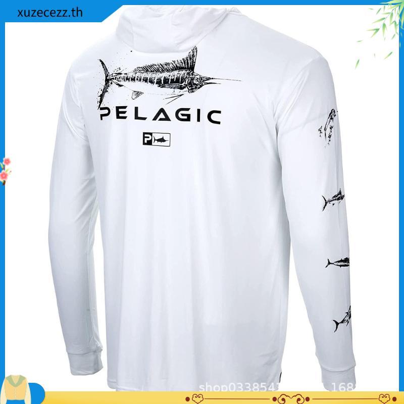 Pelagic Aquatek Gyotaku เสื้อกันหนาวแขนยาว มีฮู้ด ลายพราง ป้องกันแสงแดด สําหรับตกปลา UPF50+