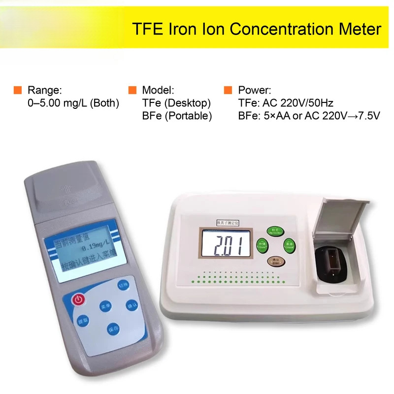 Portable Iron Ion Meter TFe Analyzer Water Iron Tester Heavy Metal Water Quality Detector Fe Ion Concentration Meter