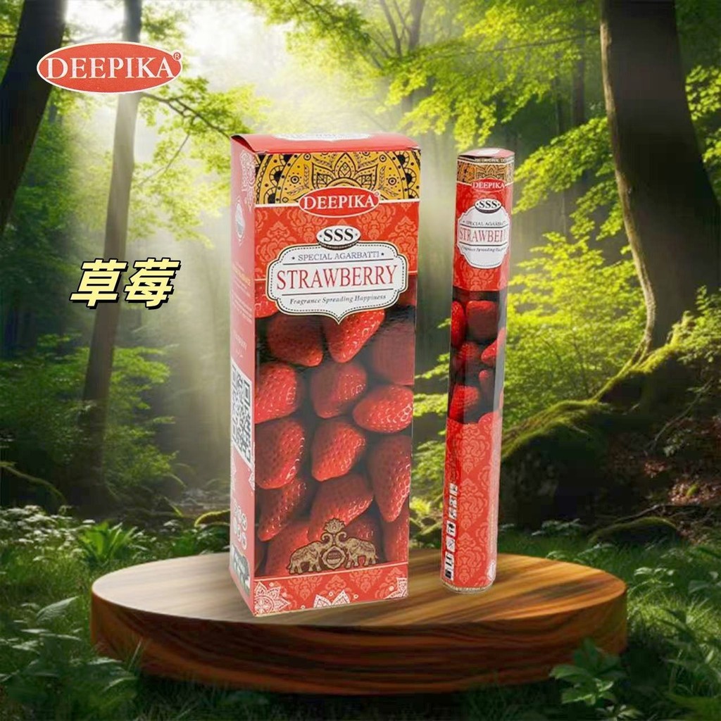 DEEPIKA อินเดียนําเข้า STRAWBERRY Room Fresh Air Indian Aromatherapy ธูป 04.26