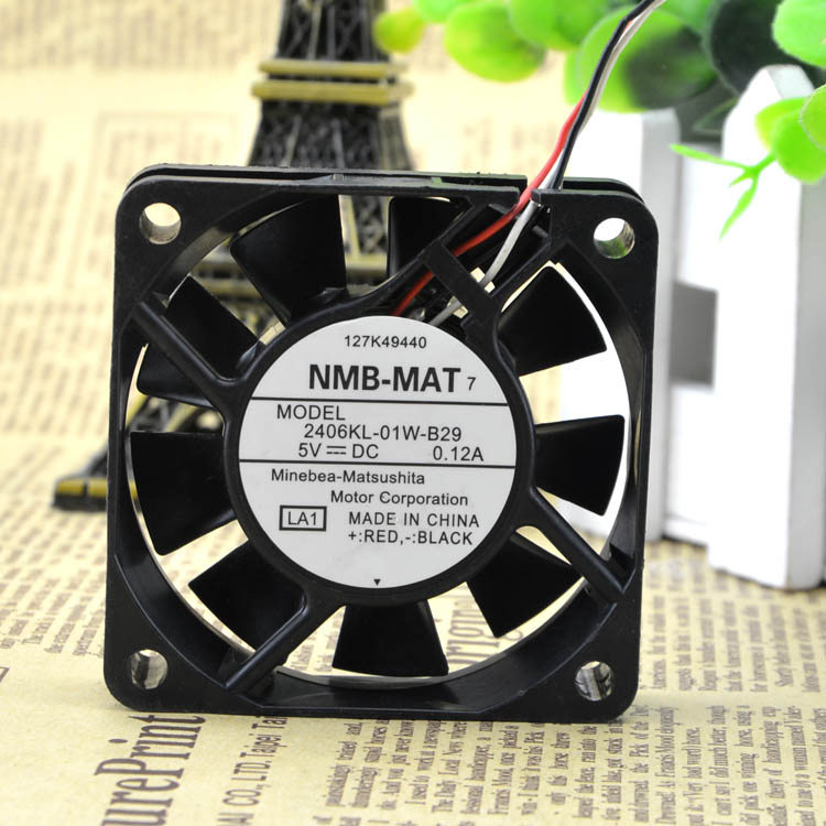 พร้อมสต็อก Original NMB 6cm 6015 5V0.12A 2406KL-01W-B29 Double Ball 3 สายพัดลมเงียบ