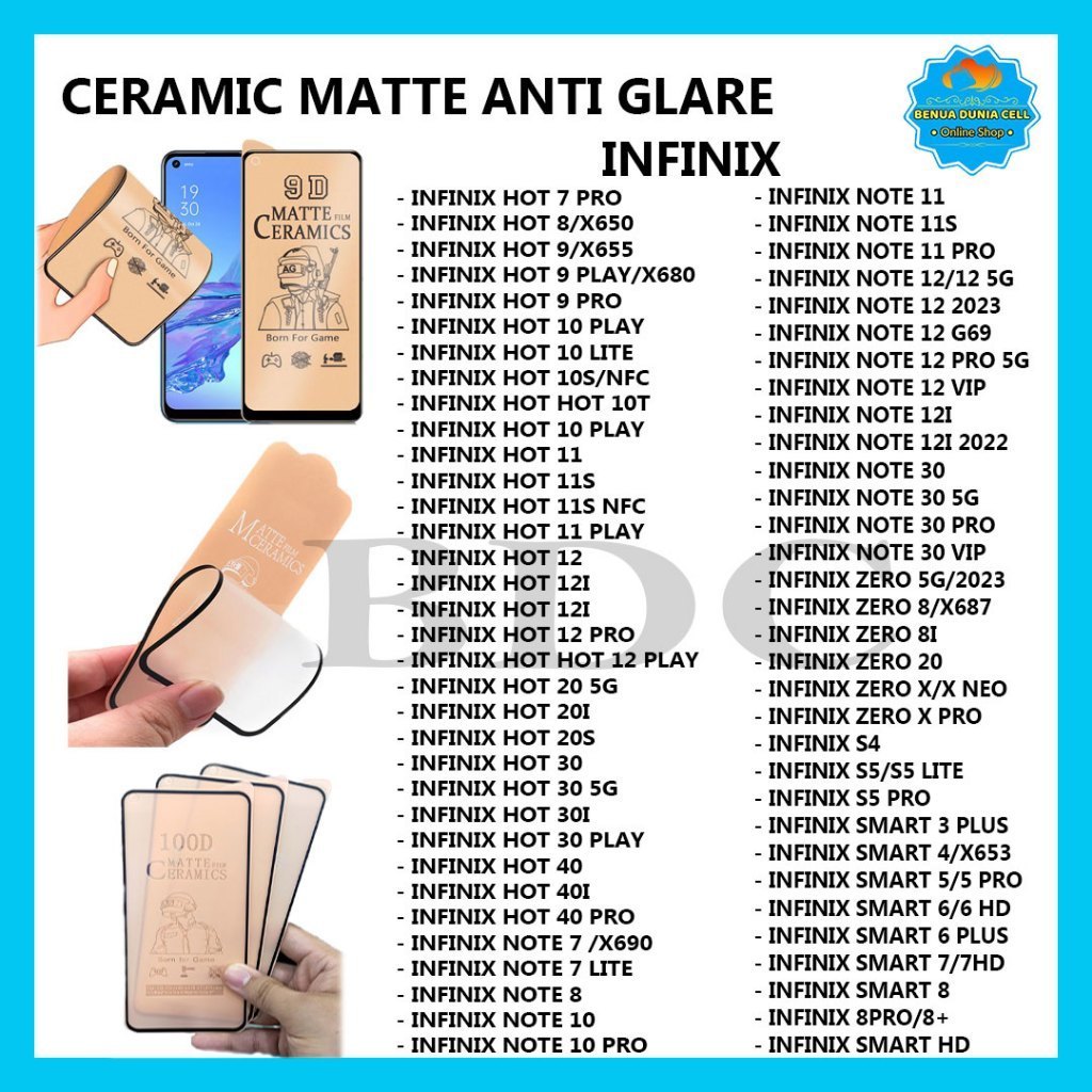 ANTI SCRATCH เคลือบเซรามิค INFINIX NOTE 12 หมายเหตุ 12 2023 หมายเหตุ 12PRO 12VIP 12i 30 PRO 30 VIP 5