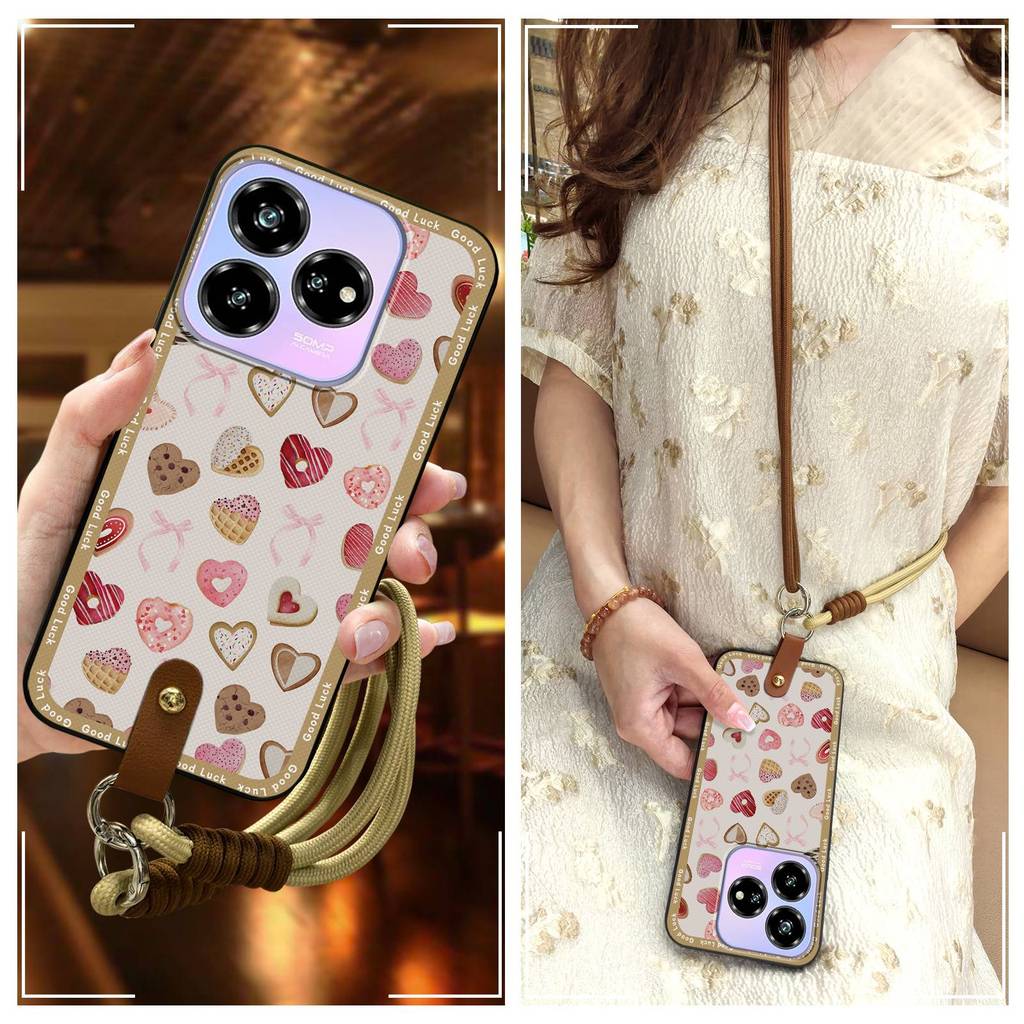 กันน้ําแนวทแยงเคสโทรศัพท์สําหรับ ZTE Blade V60 ออกแบบ/Axon 60 Lite ซิลิโคน Crossbody สร้อยคอกันกระแท