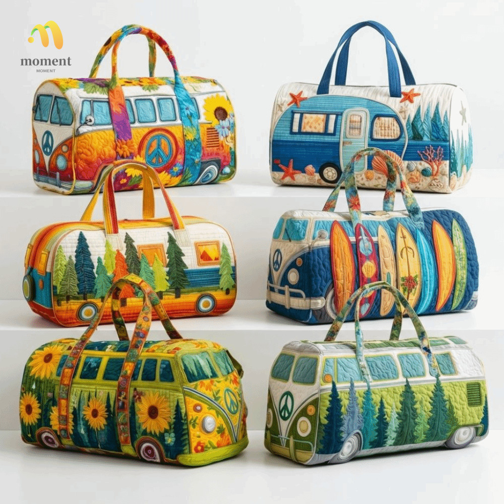 MOMENT กระเป๋าเดินทาง, Bus Design Quilted Duffle Bag, Fashion Multifunctional Sturdy Large Capacity 