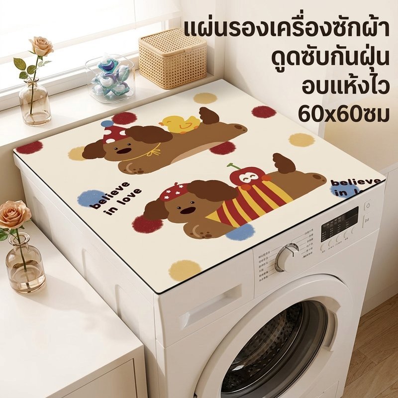 แผ่นรองเครื่องซักผ้า กันลื่น ดูดซับน้ำ ซิลิโคน กันฝุ่น กันรอย 60x60 ซม ใช้ได้กับตู้เย็น