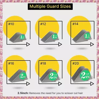 [VCR] สําหรับ 10 12 14 16 18 20 ผม 6 ชิ้น Clipper Guards 2.5 นิ้ว Clipper Guide สิ่งที่แนบมา