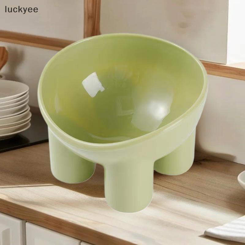 Luckyee Elevated Cat Bowl พร้อมขาตั้ง - อาหารสัตว์เลี้ยงพลาสติกทนทานและจานน้ํา, Sleek Modern Ne-Frie