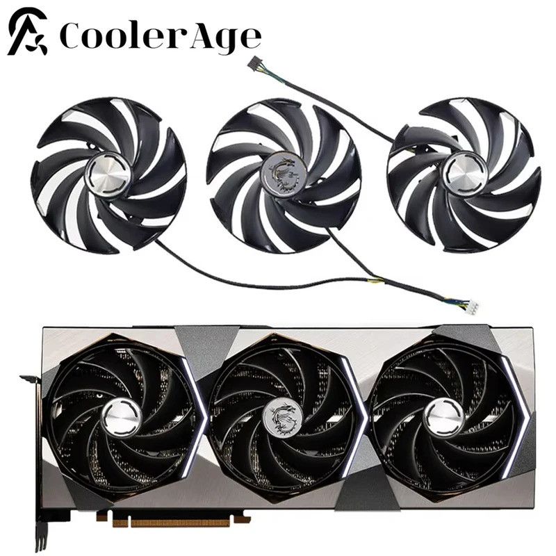 สําหรับ MSI GeForce RTX 4070 Ti 4080 4090 SUPRIM X พัดลมการ์ดวิดีโอ 95 มม.PLD10020B12H RTX4070Ti RTX