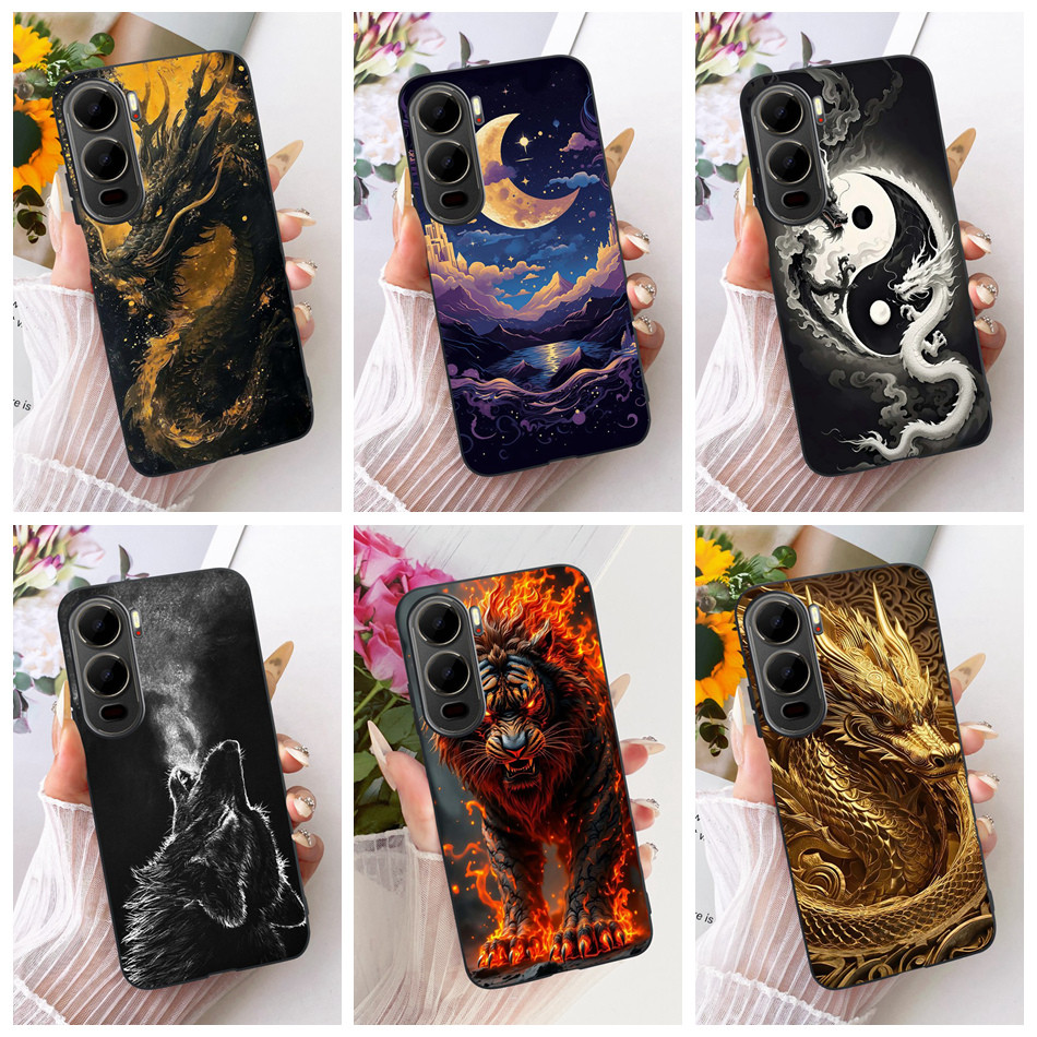 สําหรับ Itel City 200 ใหม่ Cool Tiger Dragon รูปแบบเคสโทรศัพท์ Itel City200 เคสซิลิโคนสีดํา Soft Cas