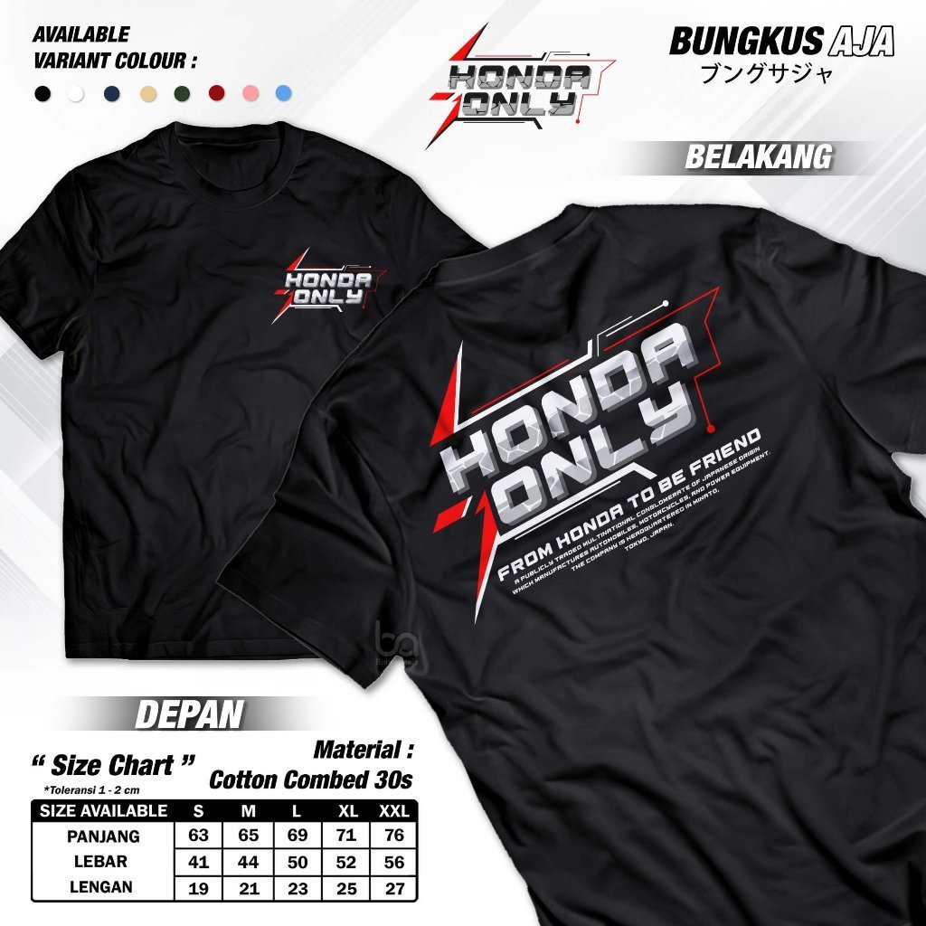 เสื้อยืดHonda Only To Be Friend Racing Herex Honda Gank CB GL MP Distro Cotton Shirt