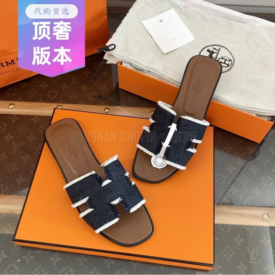 รองเท้าแตะ Hermes Fringd Denim - 女士休闲凉鞋 W31Q