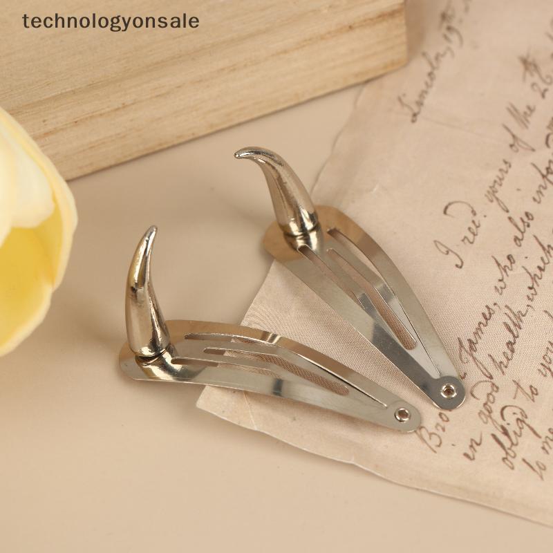 [Tech] 2/5 ชิ้นผู้หญิง Harajuku Gothic Punk กิ๊บติดผม Y2K Spiker Rivet Hairpin ปีศาจฮอร์น Batterttes