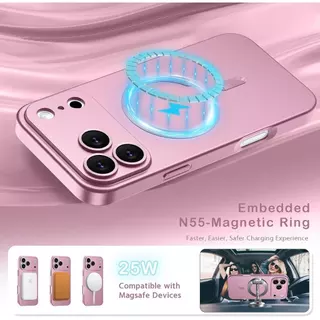 แม่เหล็กสําหรับ iPhone 17 Air 16 15 14 13 12 11 Pro Max 7 8 Plus XS MAX SE กรณี [ป้องกันกล้องเต็มรูปแบบ] น่ารัก Slim กันกระแทกกันชน Matte Metallic Lustre เคสโทรศัพท์