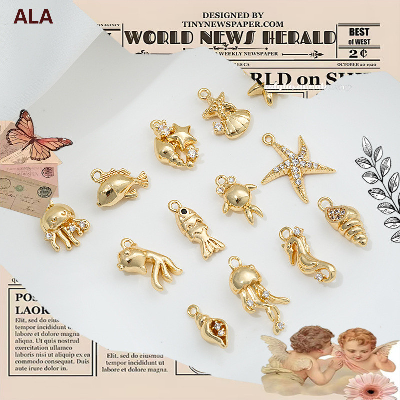 💖ALA เครื่องประดับ DIY💖强保色14K包金海洋生物海螺水母吊坠diy手作手链耳饰品挂件配饰【Pendant จี้/จี้สร้อยคอ ชาร์ม สร้อยคอ จี้สร้อย】