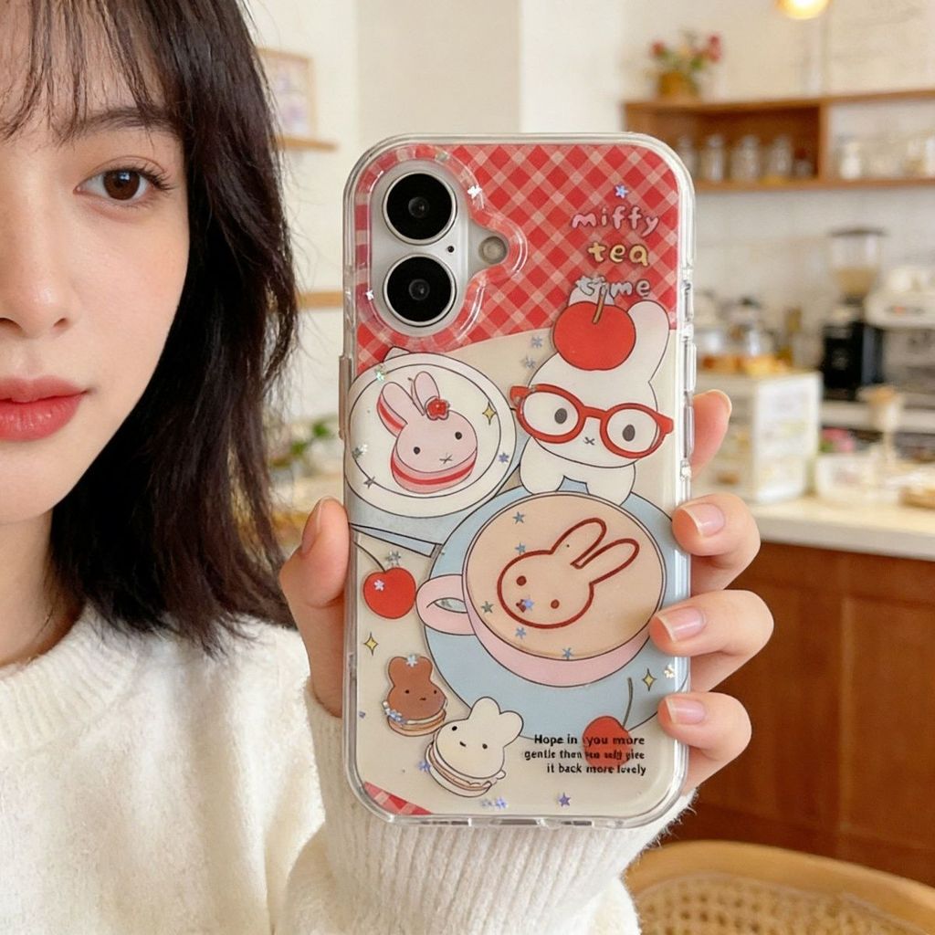 Double All-Included Button Miffy Dessert เหมาะสําหรับเคสโทรศัพท์ iPhone17promax Apple151413เคสโทรศัพท์อินเทรนด์หญิง 14pro