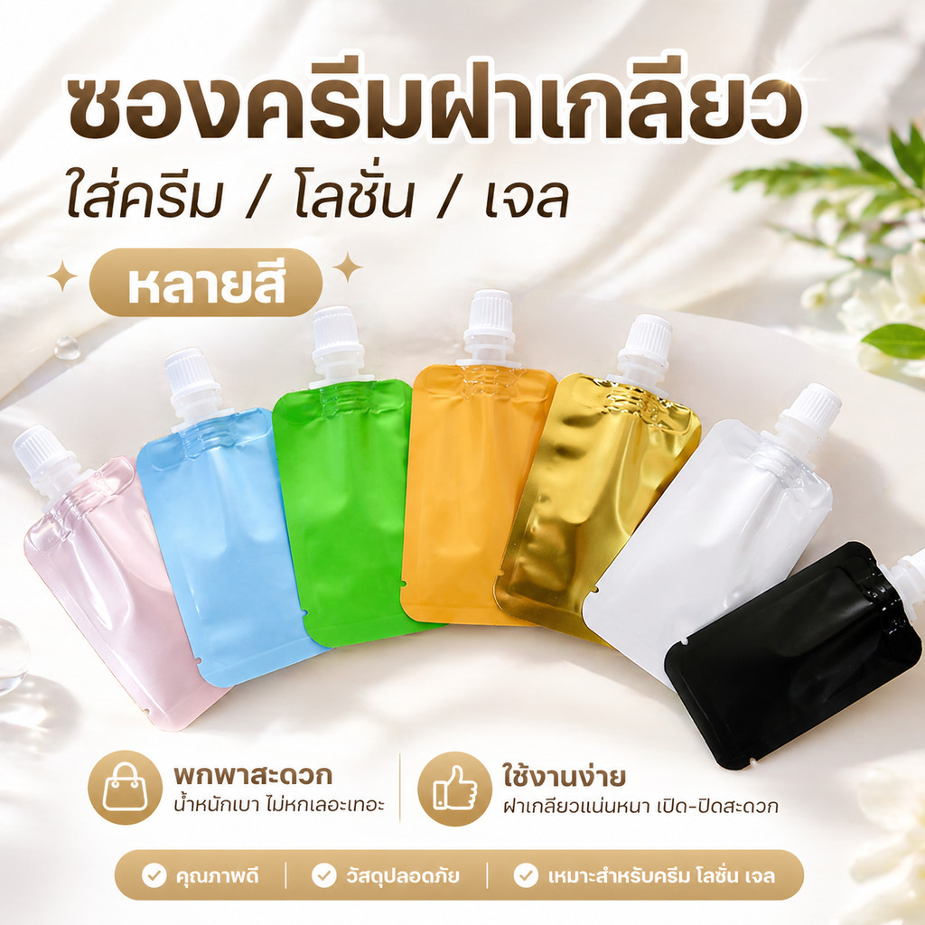 ซองบรรจุครีม 5ML ฝาเกลียว ใส่โลชั่น/เจล แพค 100 ชุด
