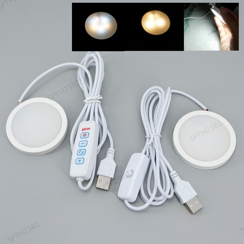 6 ซม.USB 5V LED 3W ภายใต้ตู้แสงกรณีชั้นวางเคาน์เตอร์ Dimming แสง Caravan Camper Spot โคมไฟภายใน TH23B1