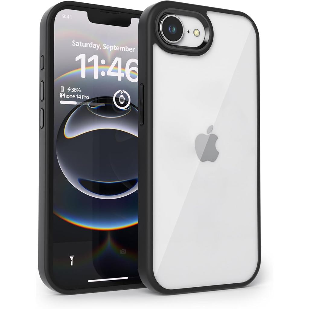 Gatita สําหรับ iPhone 17e และ iPhone 16e Case Clear Black, Clear Back Case สําหรับสีขาวสีดํา 17 e แล