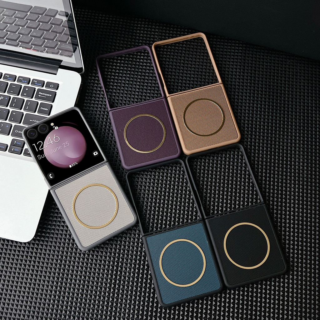 เคสโทรศัพท์แม่เหล็กหนัง PU เนื้อเพชรสําหรับ Samsung Galaxy Z Flip7 Z Flip7FE Z Flip