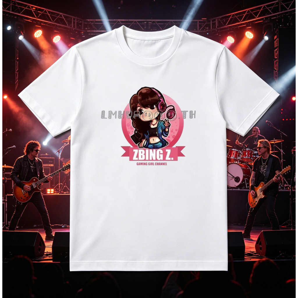 ((จัดส่ง 24 ชั่วโมง) ZBING Z. เกมสาวเล่นเกมสาวสมอรุ่น ถาม ภาพเสื้อยืดแขนสั้น
