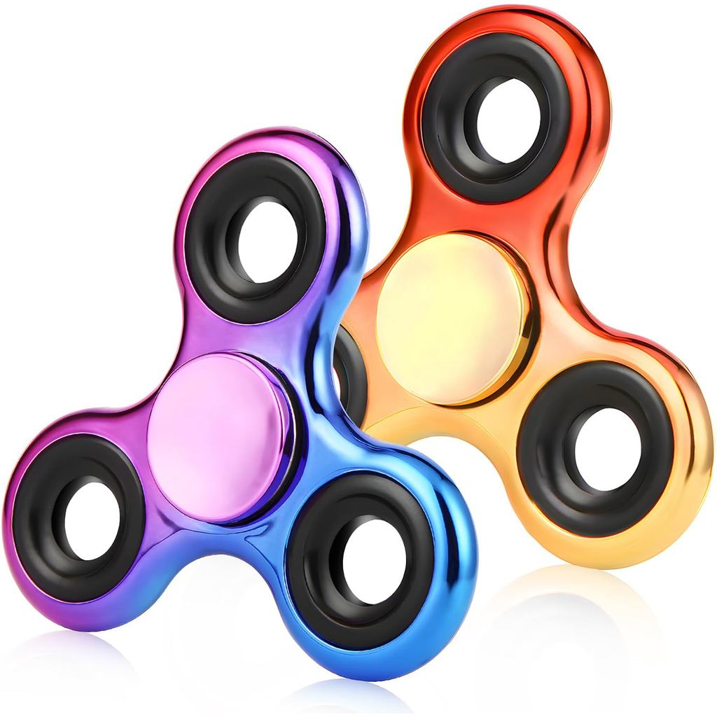 Fidget Spinner 2 แพ็ค, ของเล่นอยู่ไม่สุขผู้ใหญ่โลหะ Fidget Spinners Fidget ของเล่นเด็กสําหรับออทิสติ