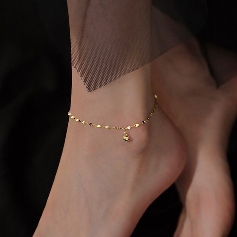 【lyfz009.th】 转运珠脚链女高级感小众轻奢年潮简约闪光足链夏季Transporting bead foot chain for women, high-end, niche, light l